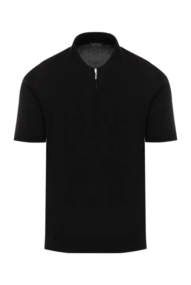 Шелковое поло черное на молнии - фото 1