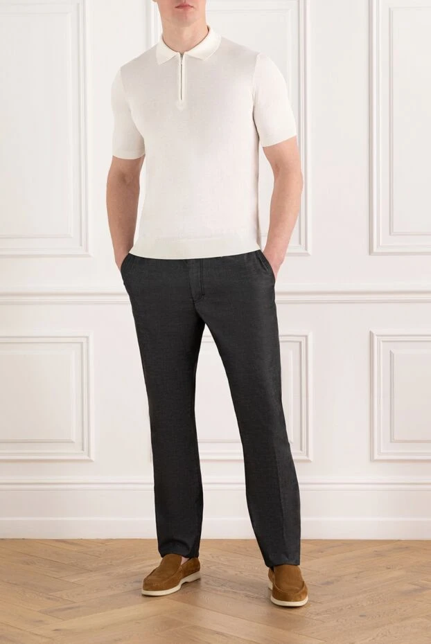 Мақтадан және жібектен жасалған жағасы мен қысқа жеңі бар, сыдырмасы бар минималистік поло жейде - фото 2