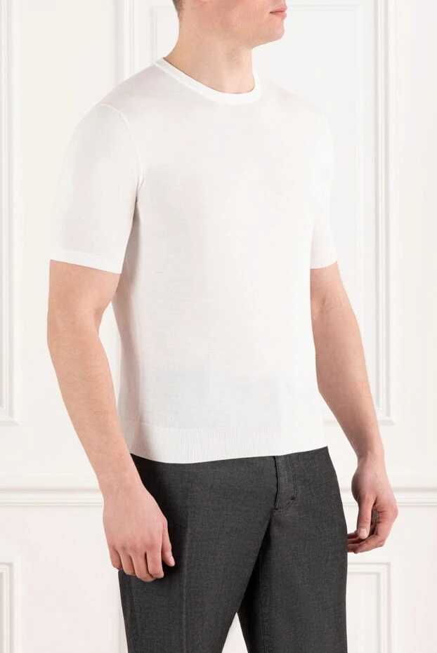 Cesare di Napoli джемпер с коротким рукавом белый из хлопка 186212 - фото 3