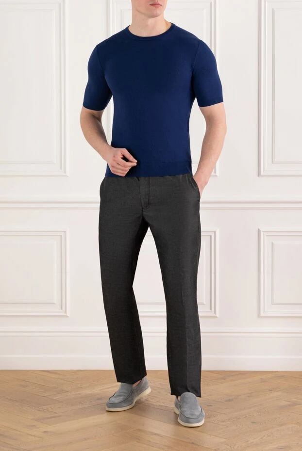 Cesare di Napoli джемпер с коротким рукавом синий из хлопка 186213 - фото 2