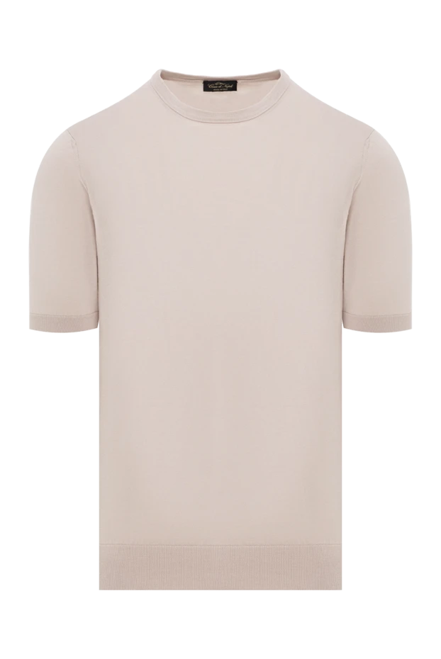 Beige cotton jumper with short sleeves - photo 1