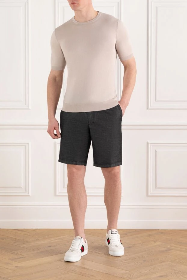 Cesare di Napoli джемпер с коротким рукавом бежевый из хлопка 186214 - фото 2