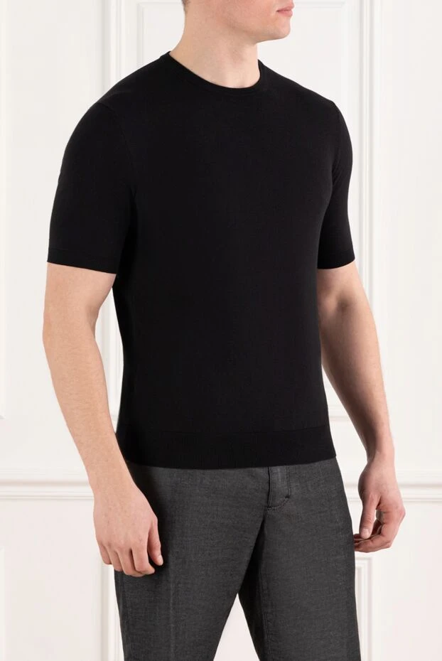 Cesare di Napoli джемпер с коротким рукавом черный из хлопка 186215 - фото 3
