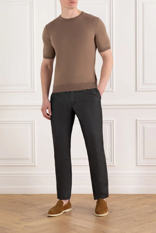 Cesare di Napoli джемпер хлопковый с коротким рукавом коричневый 186217 - фото 2