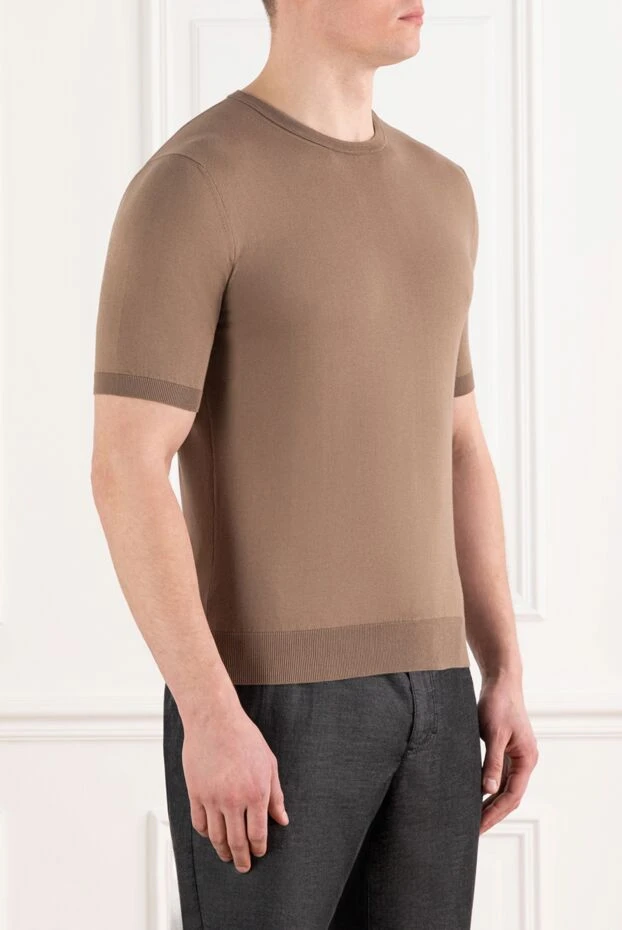 Cesare di Napoli джемпер хлопковый с коротким рукавом коричневый 186217 - фото 3