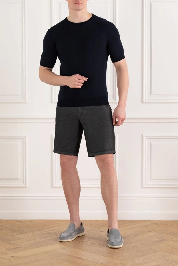 Cesare di Napoli джемпер синий с коротким рукавом из хлопка 186218 - фото 2