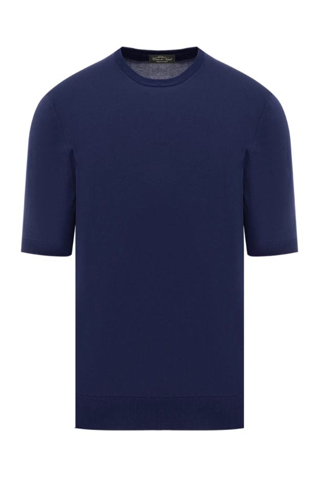 Blue men's short sleeve cotton jumper - photo 1