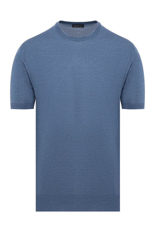 Silk jumper with short sleeves blue men's - photo 1