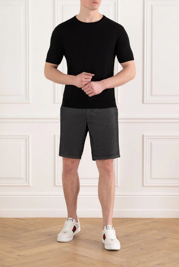 Cesare di Napoli шелковый джемпер с коротким рукавом черный мужской 186221 - фото 2