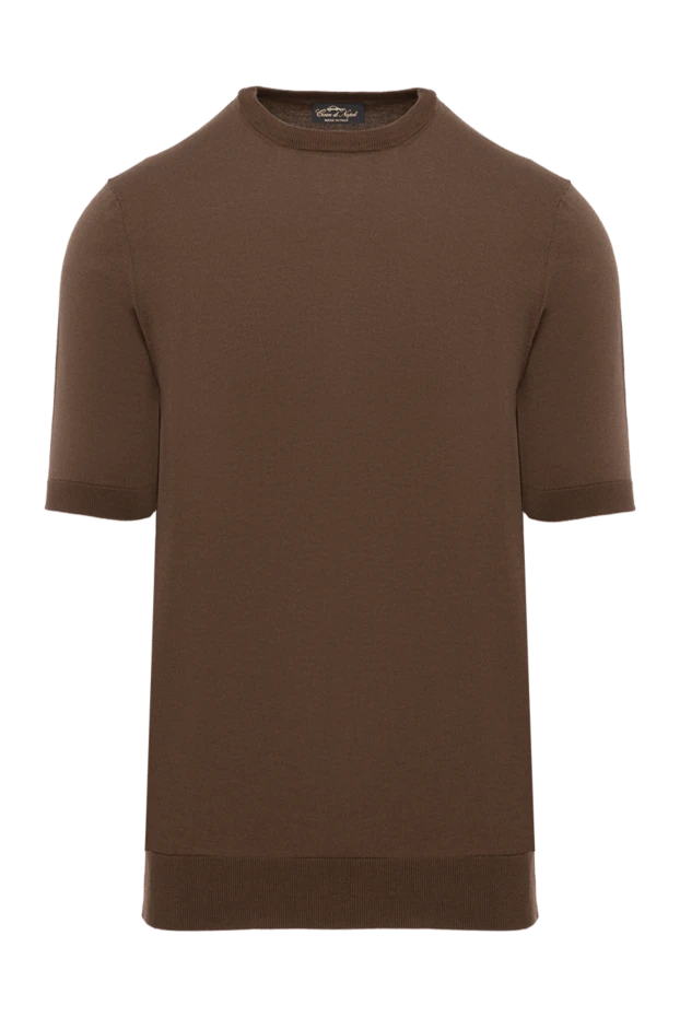 Cesare di Napoli silk jumper with short sleeves brown men's 186222 - photo 1