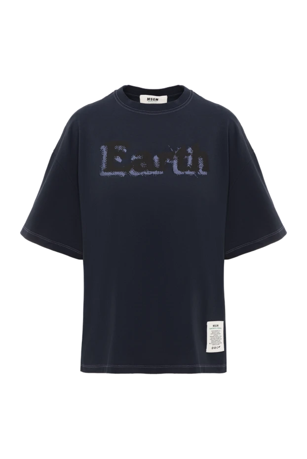 Барт көк түсті әйелдер мақтасы бар футболка - фото 1