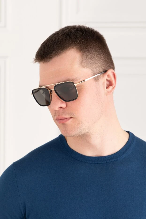 Солнцезащитные очки авиатор мужские золотые - фото 2