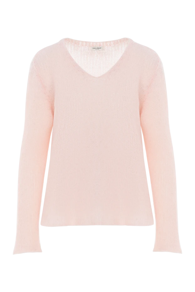 Джемпер розовый женский с V-образным вырезом - фото 1