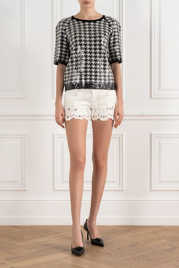 Jacob Cohen ажурные джинсовые шорты белые женские с пайетками 186275 - фото 2