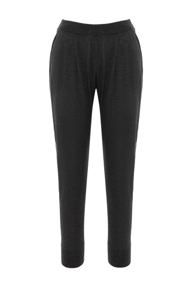 Брюки трикотажные женские укороченные серые из кашемира - фото 1