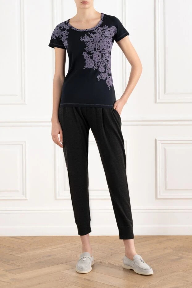 Brunello Cucinelli cropped gray women's knitted trousers made of cashmere 186276 - photo 2