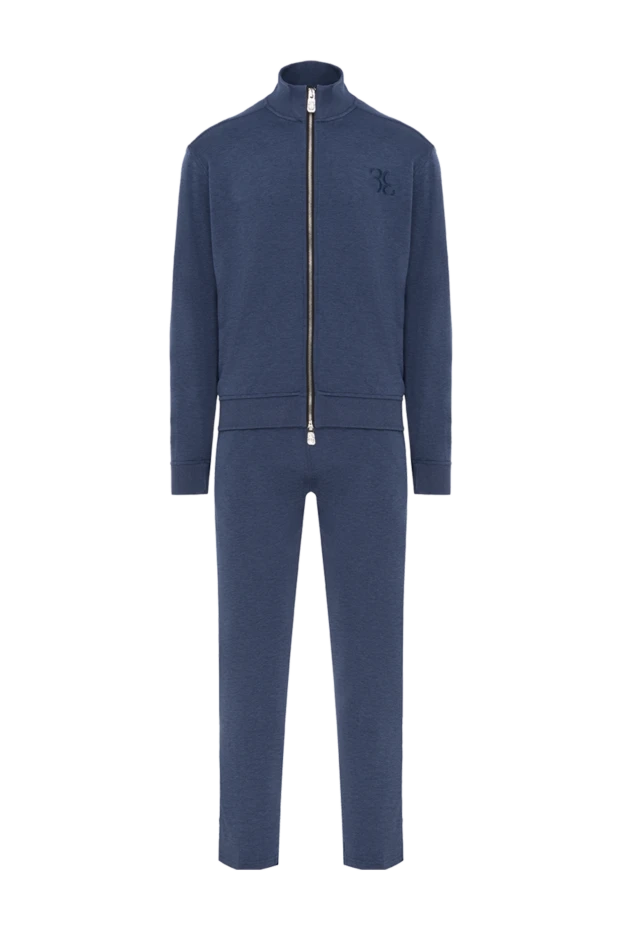 Спортивный костюм из шелка и хлопка синий мужской - фото 1