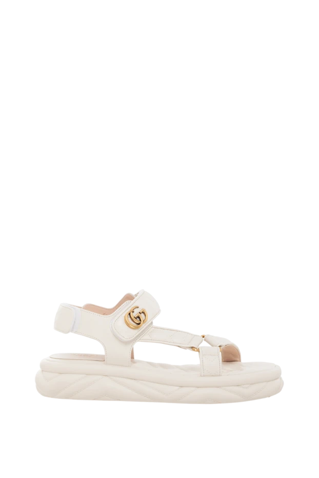 Women's beige leather sandals - photo 1