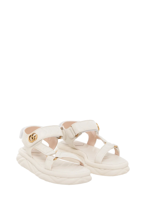 Gucci женские бежевые кожаные сандалии 186281 - фото 3