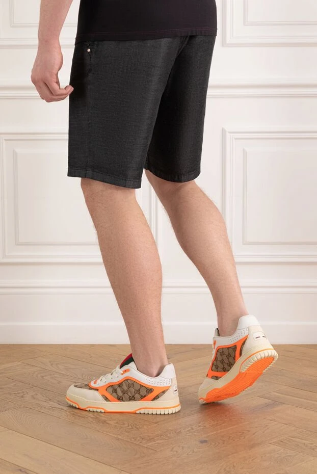 Gucci мужские кроссовки re-web из текстиля бежевые 186291 - фото 3