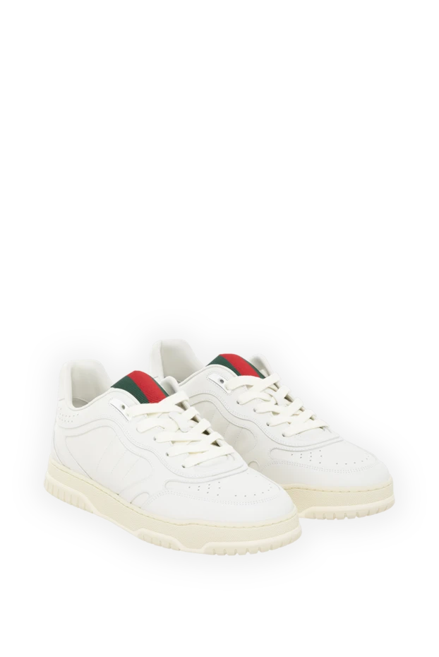 Gucci белые кроссовки мужские re-web из натуральной кожи 186292 - фото 3