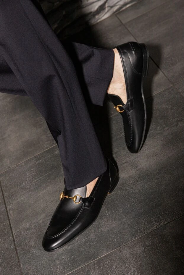 Gucci мужские лоферы jordaan черные из натуральной кожи 186293 - фото 2