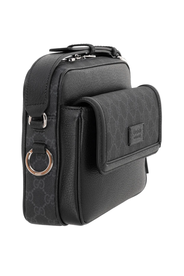 Gucci мужская маленькая сумка через плечо gg с лейблом черная 186295 - фото 3