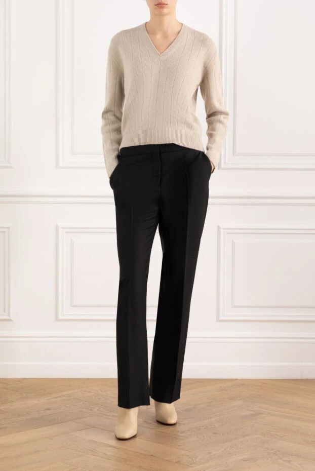 Dior женские брюки черные прямые из шерсти и шелка 186300 - фото 2