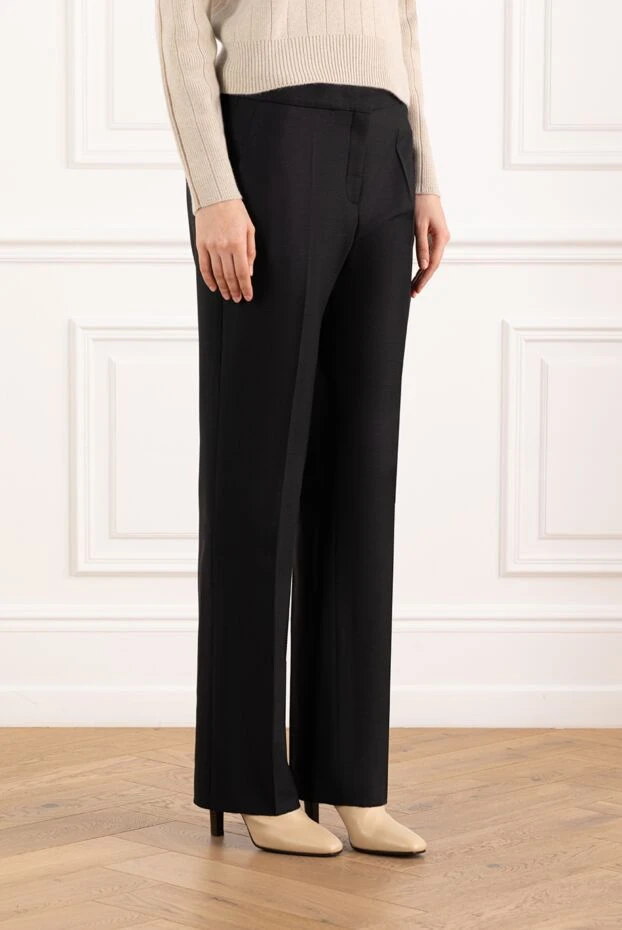 Dior женские брюки черные прямые из шерсти и шелка 186300 - фото 3