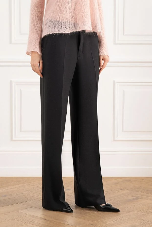 Dior широкие брюки женские черные из шерсти и шелка 186302 - фото 3