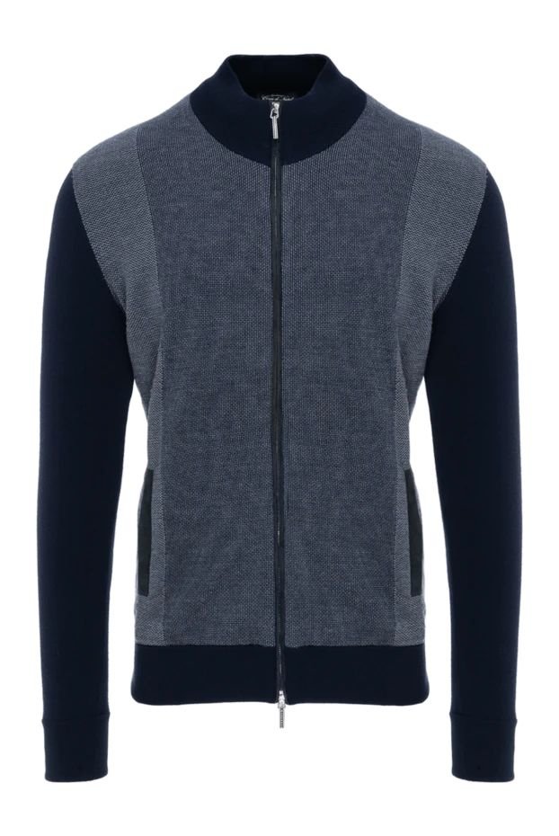 Синяя кофта спортивная мужская на молнии - фото 1