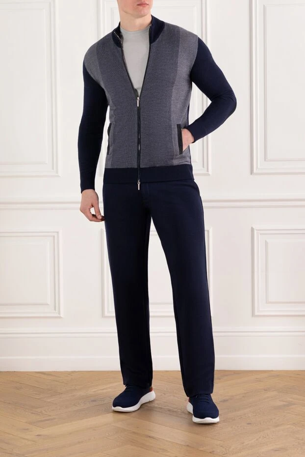 Cesare di Napoli синяя кофта спортивная мужская на молнии 186335 - фото 2