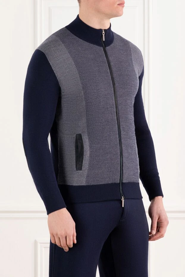 Cesare di Napoli синяя кофта спортивная мужская на молнии 186335 - фото 3