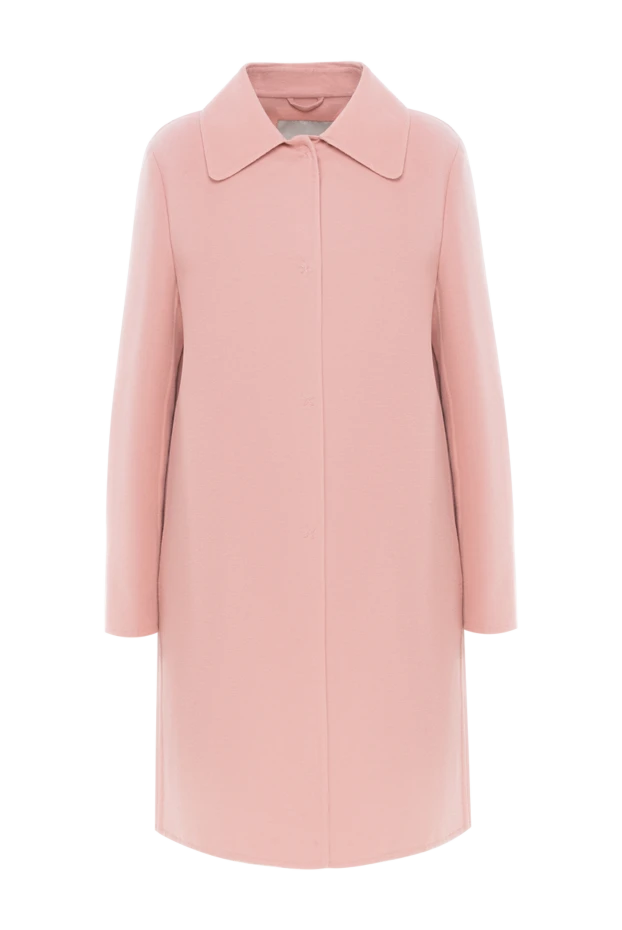 Розовое пальто женское шерстяное со скрытыми пуговицами - фото 1