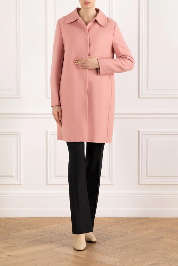 Ermanno Scervino розовое пальто женское шерстяное со скрытыми пуговицами 186338 - фото 2