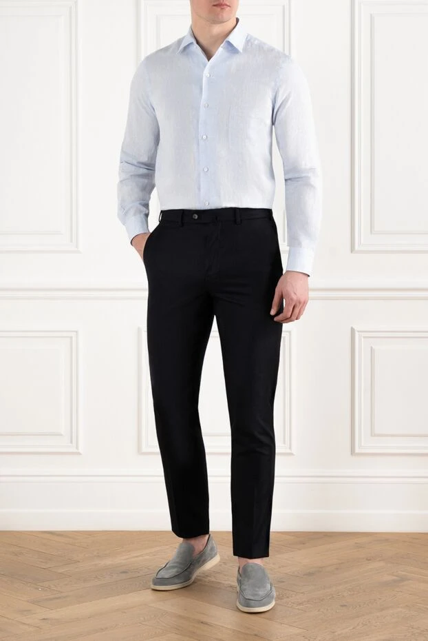 Loro Piana classic men's linen shirt blue 186342 - photo 2