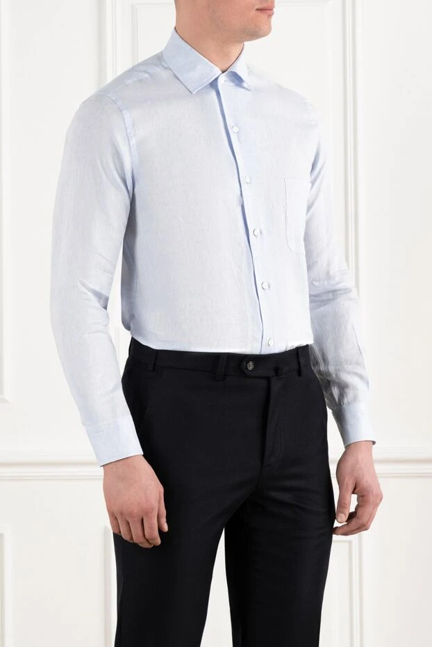 Loro Piana classic men's linen shirt blue 186342 - photo 3