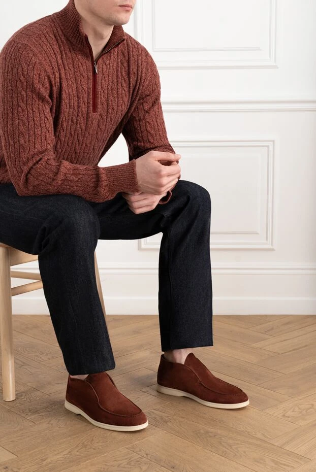 Loro Piana burgundy loafers in suede and nappa calfskin interior 186344 - photo 2
