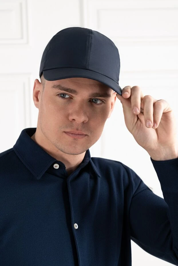 Loro Piana бейсболка меховая мужская синяя 186346 - фото 2