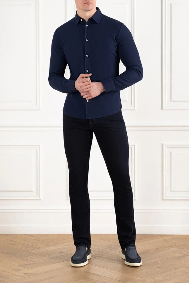 Loro Piana dark blue men's cotton shirt 186353 - photo 2