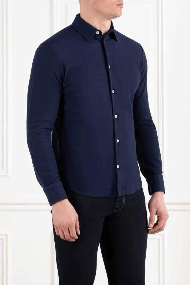 Loro Piana dark blue men's cotton shirt 186353 - photo 3