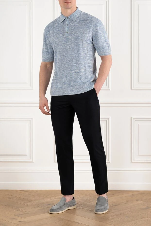 Loro Piana жүн мен кашемирден тігілген ерлер көк түсті карло шалбары 186359 - фото 2