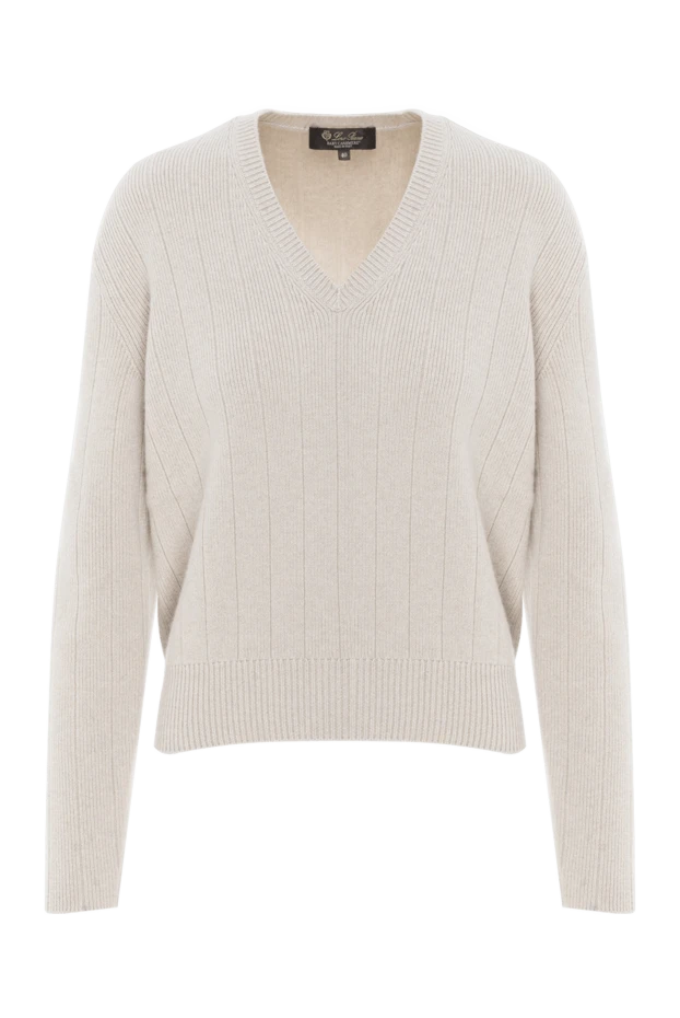 Cashmere jumper with V-neck women's beige - photo 1