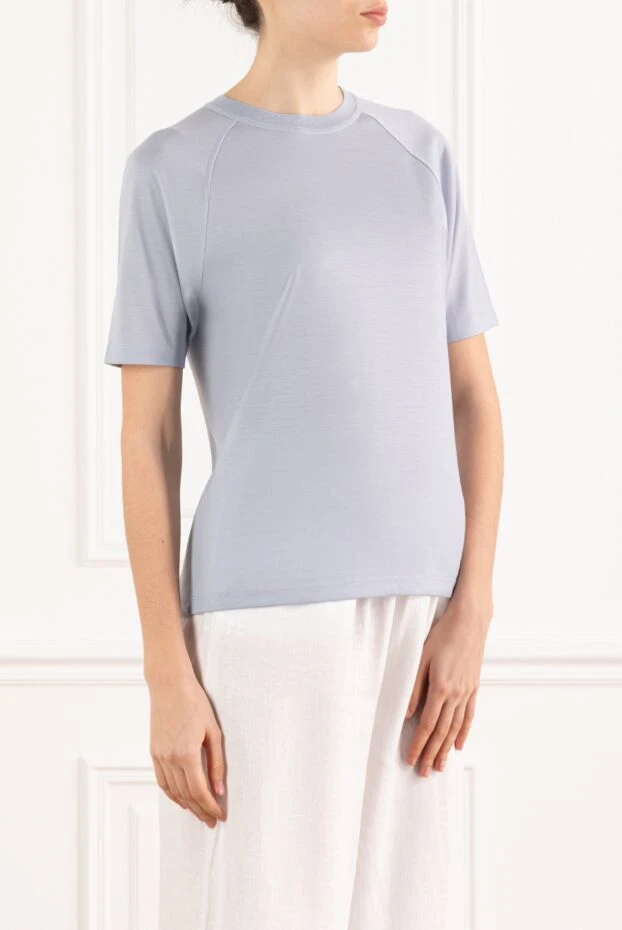 Loro Piana футболка tadami из шерсти голубая женская 186376 - фото 3
