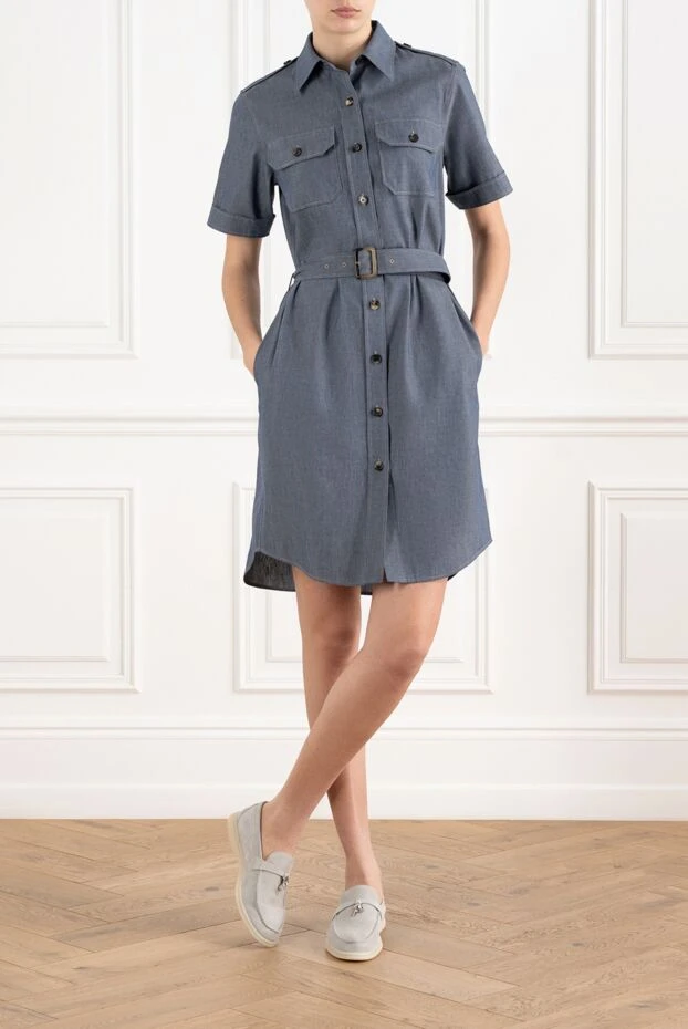 Loro Piana платье annalisa синее из хлопка и кашемира 186380 - фото 3