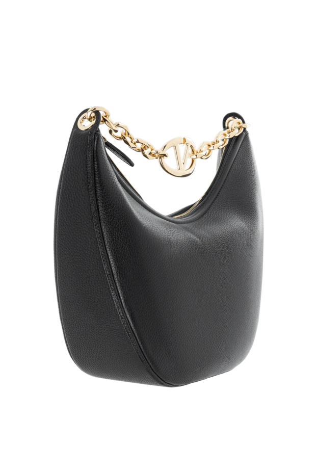 Valentino маленькая кожаная сумка через плечо с vlogo moon черная 186386 - фото 3