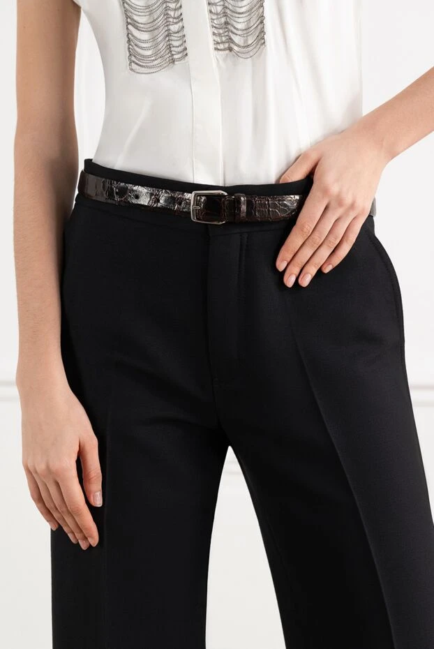 Cesare di Napoli классический ремень из крокодиловой кожи темно-бордового оттенка
 186393 - фото 2