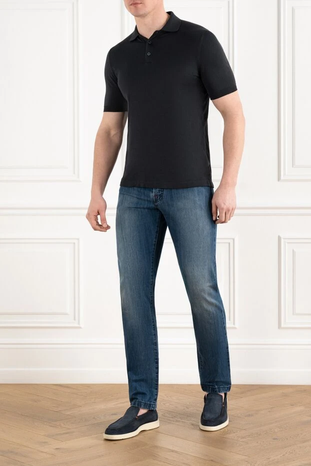 Kiton men's black polo with cotton buttons 186402 - photo 2