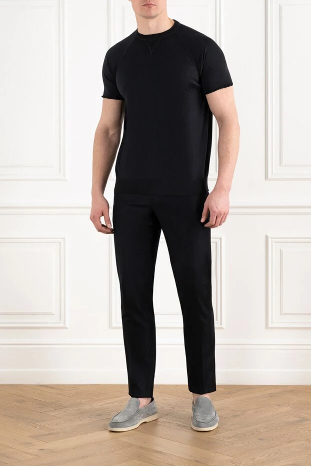 Svevo синий хлопковый джемпер с коротким рукавом мужской 186403 - фото 2