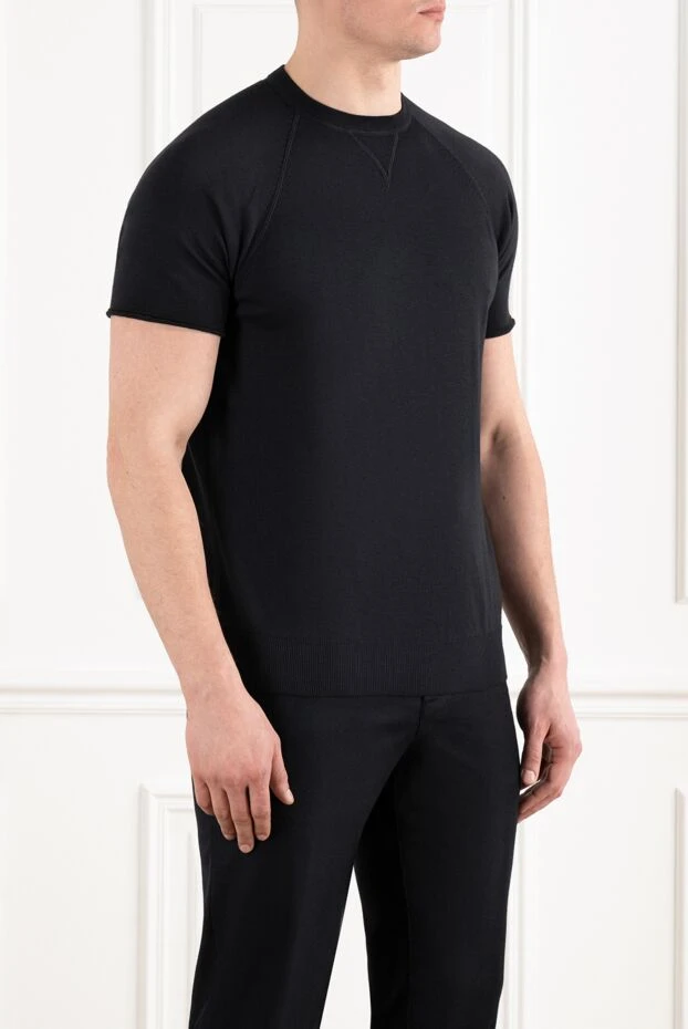 Svevo синий хлопковый джемпер с коротким рукавом мужской 186403 - фото 3